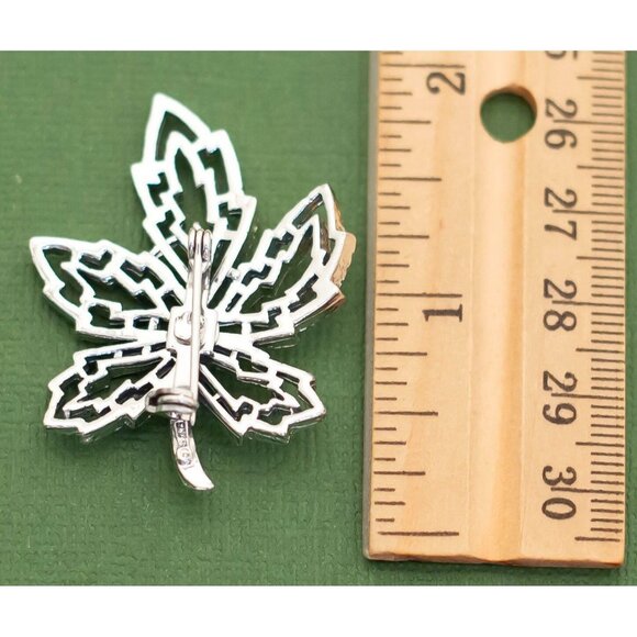 Vintage Mid Century Silver Tone Leaf Brooch K8 - Picture 2 of 2